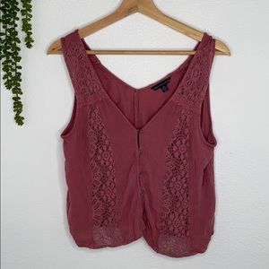 American Eagle Sleeveless Button Up Mauve Small